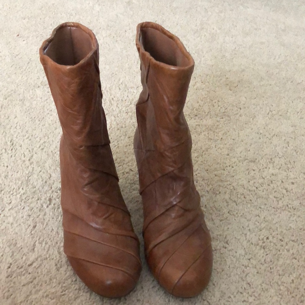 Brown slip on boots